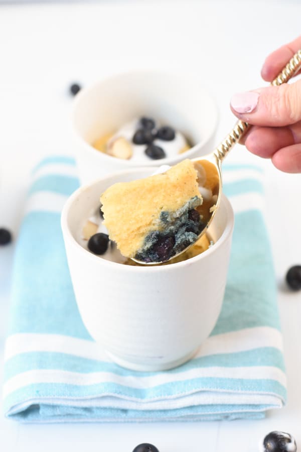Keto blueberry muffin mug cake